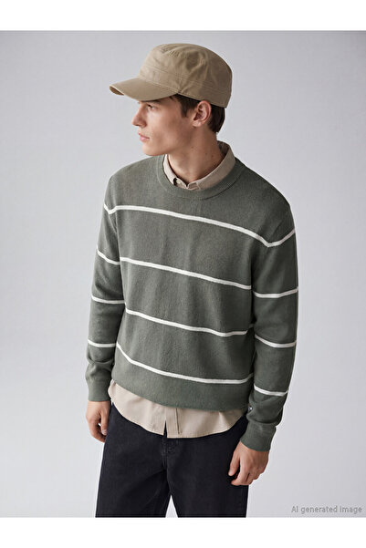 LC Waikiki Crew Neck Striped Men's Knitwear Sweater