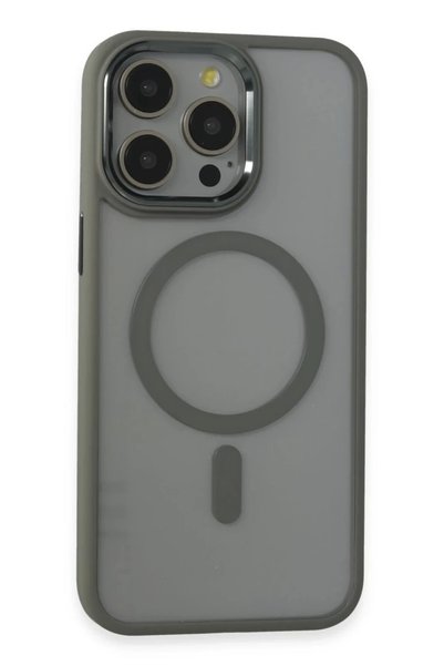Generic Brand Apple iphone 15 pro max case room magnetic safe silicone - grey
