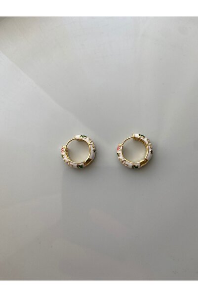 Anetta Jewelry Kadın beyaz mineli çelik halka küpe (2 cm)