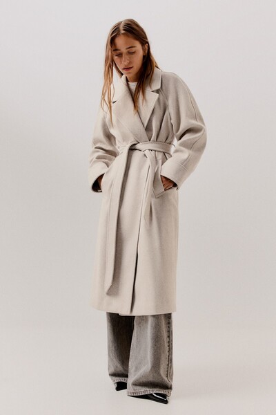 Bershka Kemerli uzun soft kaban