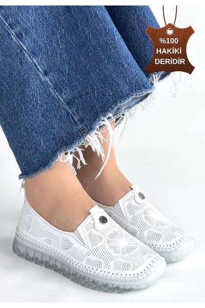 DMR Elegance Rinna White Leather Sports Shoes