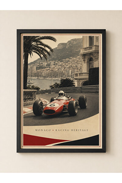 Miutic Print Studio Tablou decorativ auto Classic Racing Monaco 1970, înrămat