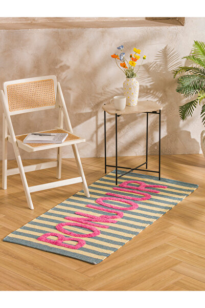 LC Waikiki TexX Store Kalitesi Bonjour Yazı Nakışlı Halı 70x140 cm