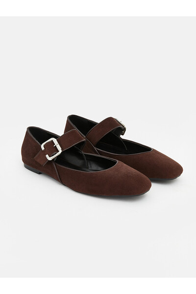 LC Waikiki Nevavm Suede Look Women's Ballerinas with a Difference