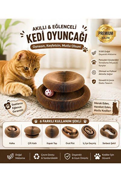 Genel Markalar Akıllı Petek Tasarımlı Kedi Oyuncağı ve Tırmalama Kartonu- Top...