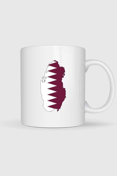 Bahriyeli Collection Qatar Flag and Map Printed Mug
