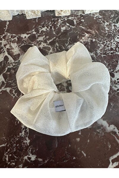 OIA Atelier Set of 2 Glittery White - Salmon Scrunchie Rubber Buckles