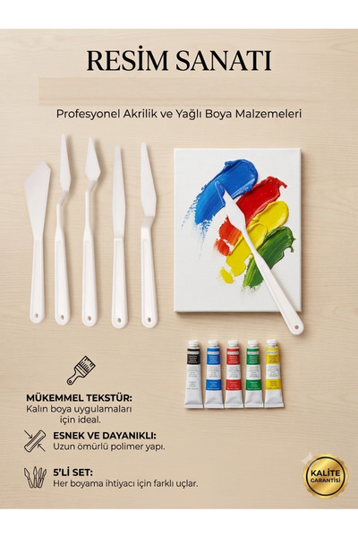 Palet Sanat Resim Ve Heykel Çalışmaları Için 5li Plastik Spatül Seti Spatula