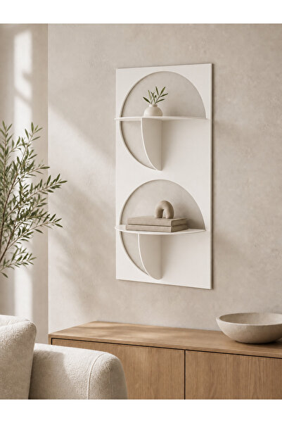 Genel Markalar Modern Geometrik Metal Duvar Rafı – 37 × 81 cm, 2 mm Sac, Elek...