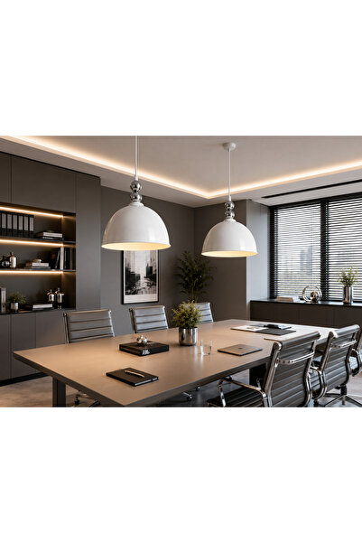 EvLight Mila Beyaz Küre Gümüş Detaylı Sarkıt 25 cm Salon Yemek Masası Üstü Mutfak & Hol Avize
