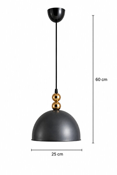 EvLight Mila Siyah Küre Gold Detaylı Sarkıt 25 cm Salon Yemek Masası Üstü Mutfak & Hol Avize