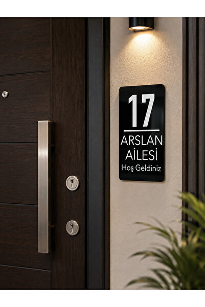 estölye Modern Kişiye Özel Pleksi Kapı İsimliği – 15x8 cm Dekoratif Kapı Numa...