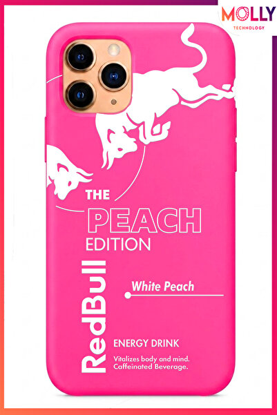 Molly iPhone 11 PRO MAX İçin Neon Pembe Redbull The Peach Edition Desenli İçi...