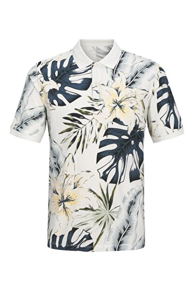 Jack & Jones Μπλούζα κοντομάνικη ανδρική polo "Hawaii" εκρού