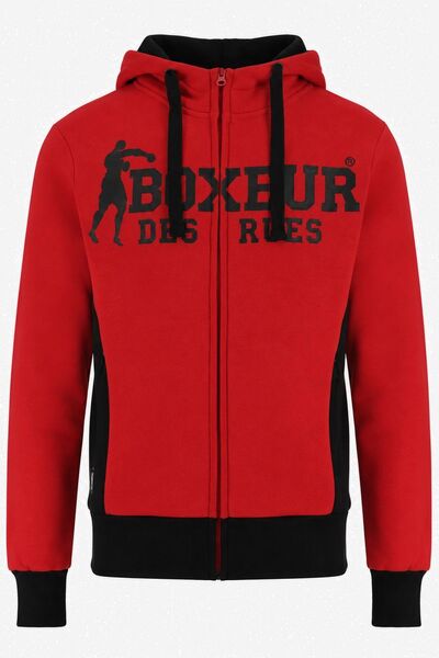 Boxeur Des Rues Hanorac bărbătesc, croială ajustată, cu fermoar integral, roș...