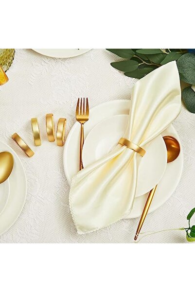 STARSTAR 8-Piece Set matte gold napkin rings w/metallic bronze napkin ring ho...