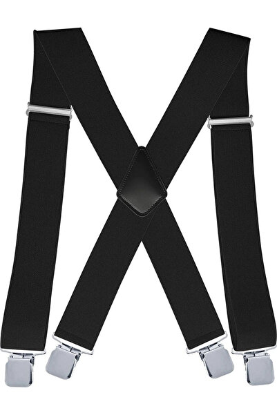 STARSTAR Men's suspenders, elastic, X-shaped, with 4 metal buckles, adjustable.