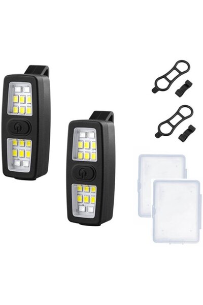 STARSTAR Clip-on headlamp, running light, mini 2-piece set, black, USB-C, 7 l...