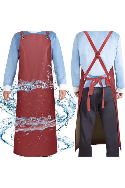 STARSTAR PU leather apron, kitchen workwear, adult work clothes, perforated b...