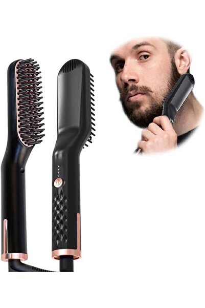 STARSTAR 3-in-1 Men's Beard Straightener Iron & Hair Smoothing Brush, Multifu...