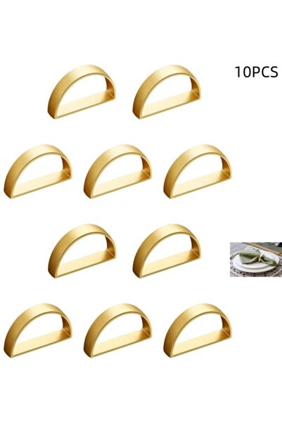 STARSTAR 10-Pack - 4.8 x 3.4 cm Gold Semi-Circular Metal Napkin Rings for Din...