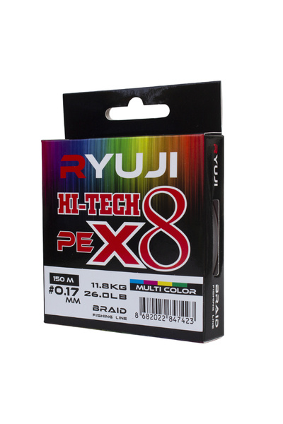 RYUJI خط صيد متعدد الألوان Hi-Tech X8 بطول 150 مترًا و0.13 مم