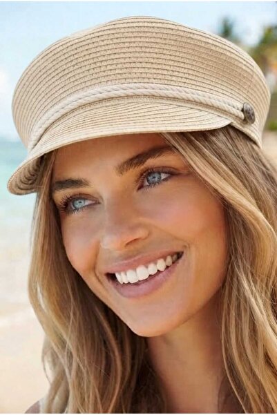 Uniquetrenders Women's Straw Captain Hat with Rope Detail Marine Sailor Cap B...
