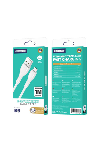 JELLICO Cablu Micro USB 3.1A 1M Pentru telefoane Android, transfer rapid de date