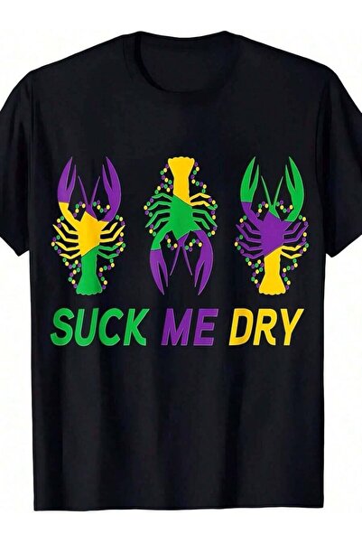 Astogria13 قميص بطباعة جراد البحر بتصميم "Suck Me Dry" لعيد ماردي غرا - بأكما...