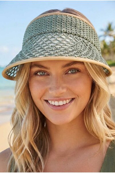 Mood Agenda Women's Straw Visor Hat with Adjustable Back Strap, Knitted Model...