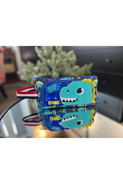 Five Dream House Dinosaur 3D Stereo Pencil Case 420D+PU Double Layer Large Ca...