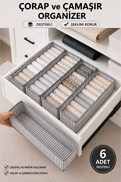Spartek home textile 6 Pcs Sock and Laundry Organizer Drawer and Closet Organ...