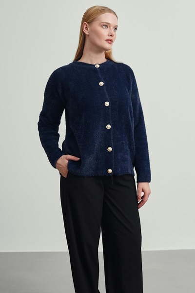 Gülce moda Women's Soft Plush Look Beard Knitwear Cardigan Jacket