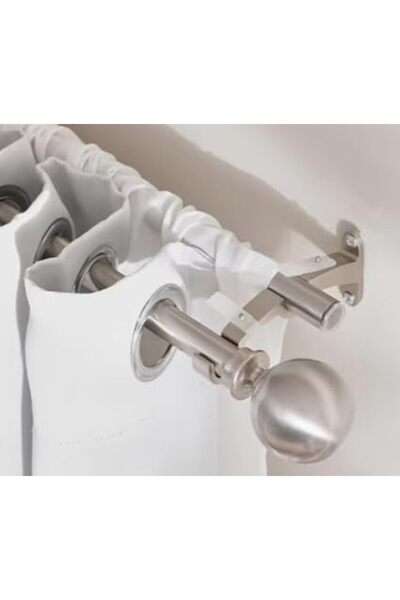 Generic Double Curtain Rod Ball Finial Extendable 132-365cm Satin Silver | St...