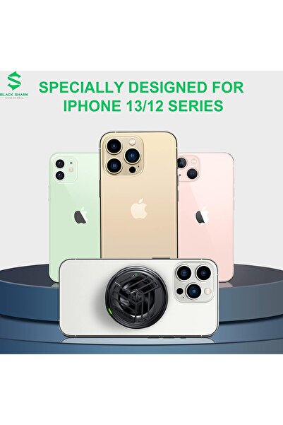 Black Shark Magnetic Cooler,Black Shark 1 Second Cooling Phone Cooler Designed for iPhone 13/12 series,Android/Tablet/Ipad devices Supported with Magnetic Heat-conductor Sticker,Black