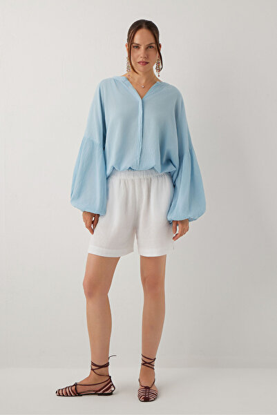 İpekçi Otantik Breeze Balloon Sleeve Blouse Cloud Blue