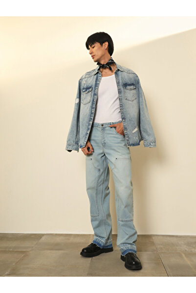 Mascln Sassafras By Styli Men Frayed-Hem Relaxed Fit Carpenter Jeans