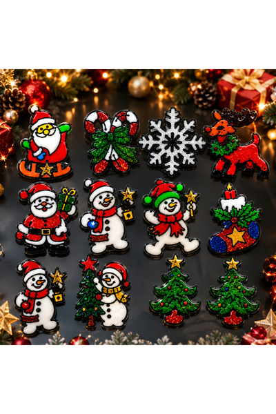 Kuzey 12 Pcs Different Models of Gel Stickers Christmas Decorations Christmas...