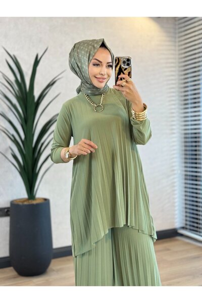 Afili 5005 Sandy Pleated Trousers Set Çağla