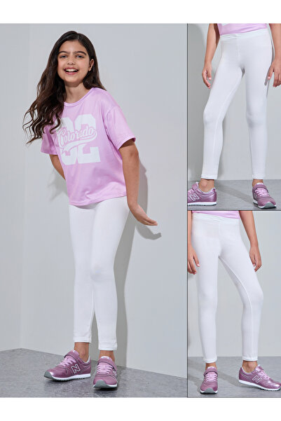 Styli Teen Girls Pack of 2 - White Cotton Leggings