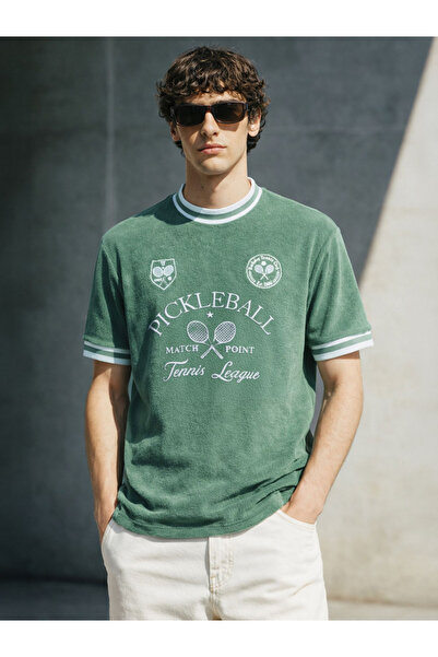 The Indian Garage Co By Styli Men Relaxed Fit Embroidered Crew Neck T-Shirt