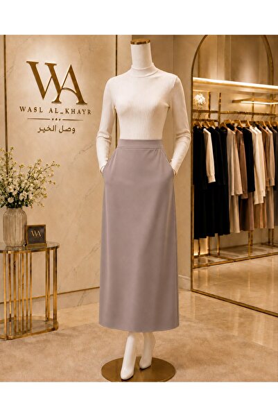 WASL ALKHAIR تنورة نسائية بقصة مستقيمة أنيقة مع جيوب جانبية، تصميم كلاسيكي سا...