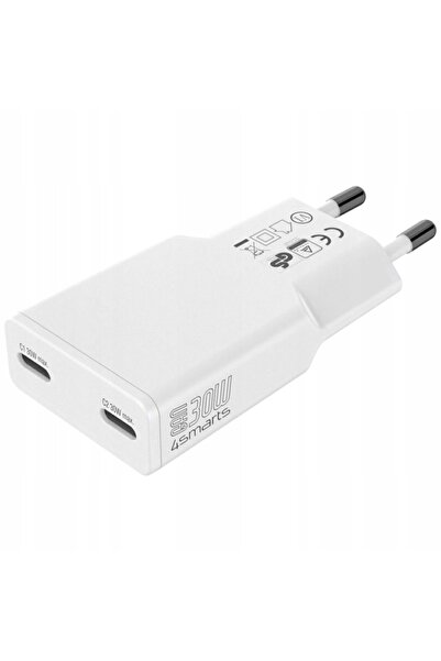 NO BRAND 4smarts FlatPlug Slim Dual 30W GaN 2xUSB-C încărcător de perete alb