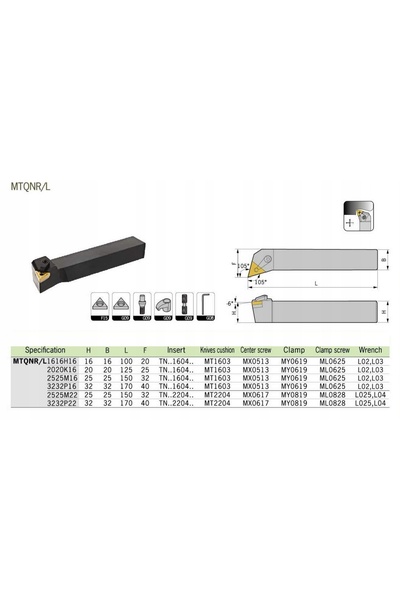 NO BRAND Cuțit de strung modular MTQNL 2525 pentru TNMG16, stângaci