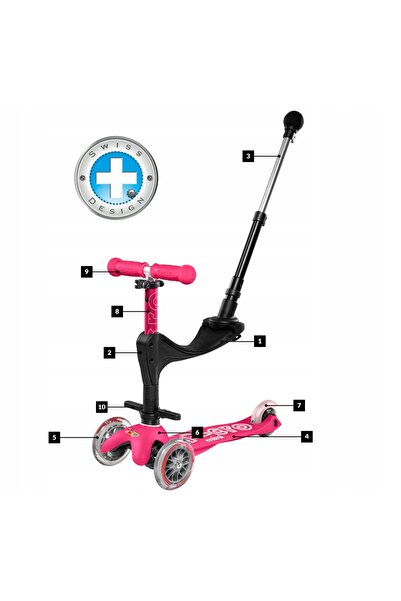 Micro Tricicletă pentru copii Mini 3în1 Deluxe Plus roz OS
