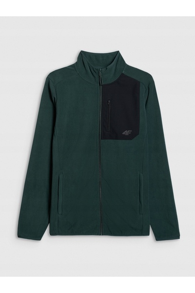 4F Fleece pentru bărbați 4FWAW25TFLEM414 verde XL