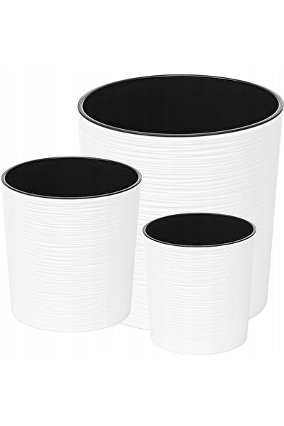 NO BRAND SET 3X Ghiveci de grădină/balcon, ghiveci alb tip bol pentru flori +...