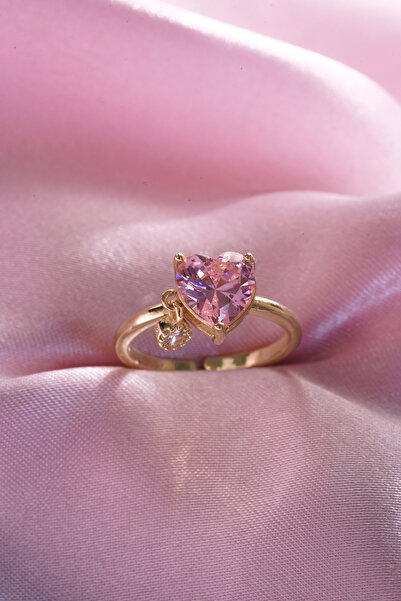 AŞIK ACCESSORIES Pink Heart Charm Ring