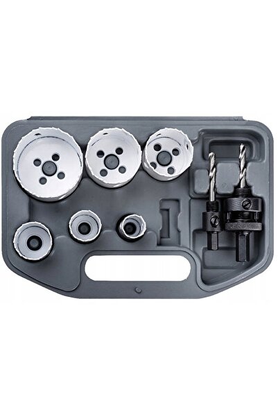 drel SET DE FURCI BIMETALICE 22-64 mm ȘI ADAPTOARE 3/8 7/16 HEX, 8 bucăți