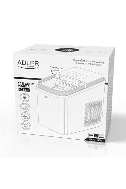 adler Mașină de gheață Mașină de gheață pentru uz casnic, 12 kg, 2 dimensiuni...